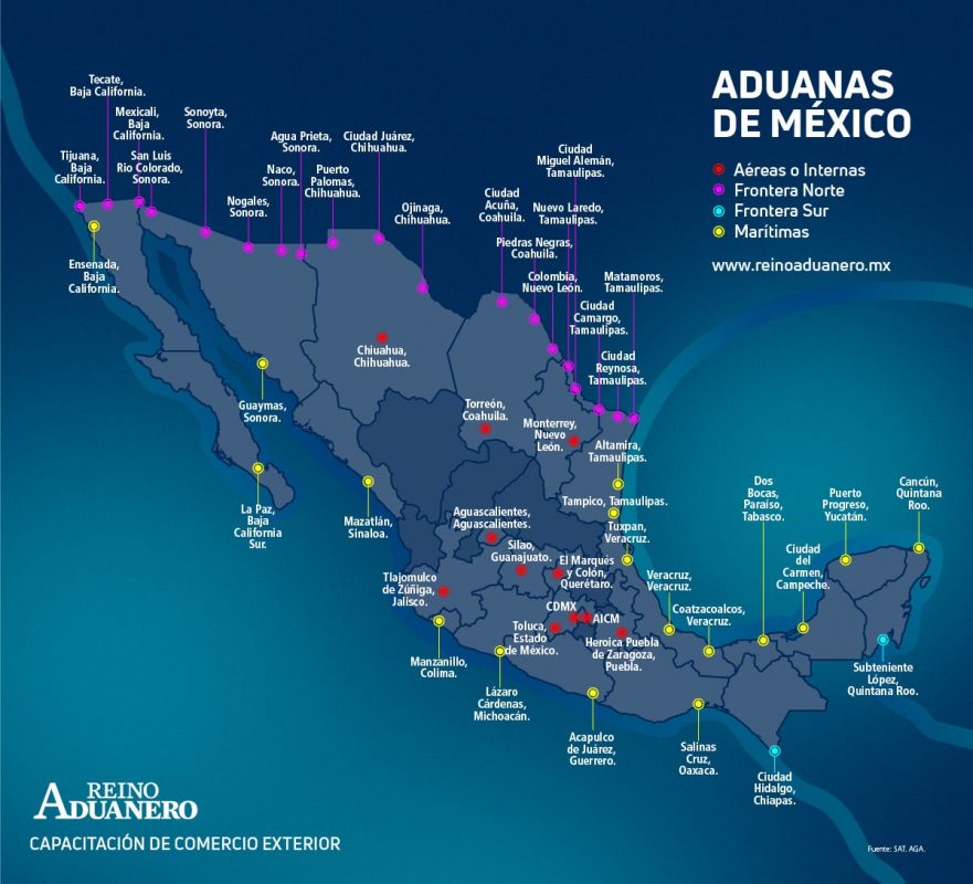 Mapa de aduanas de México